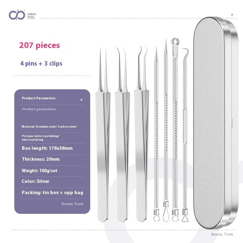 4-piece metal acne needle set with ultra fine pointed tips for precise skincare application