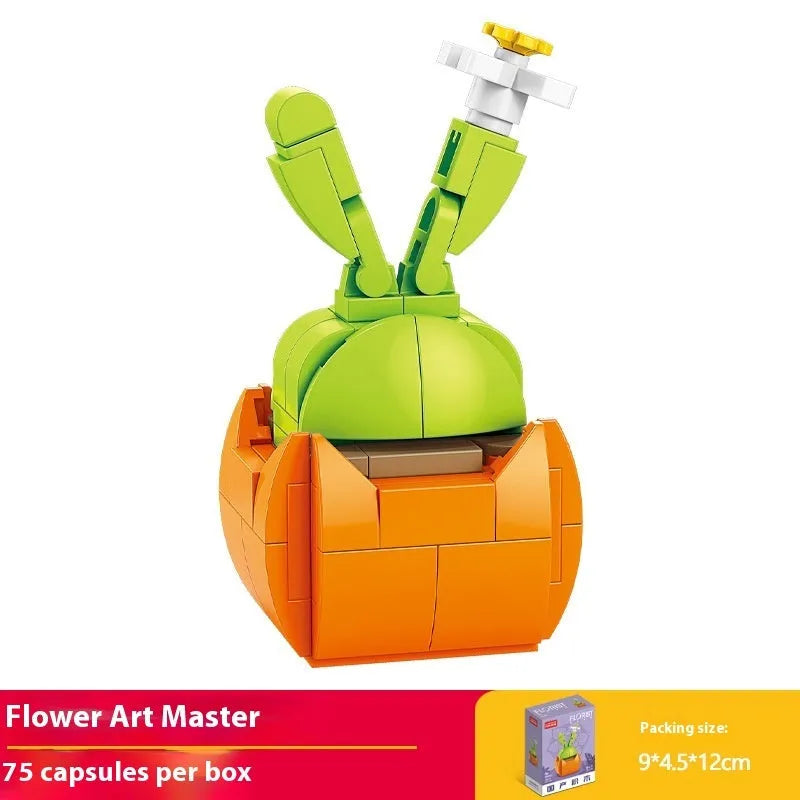 Plastic building blocks flower pot model assembly toy for teenagers