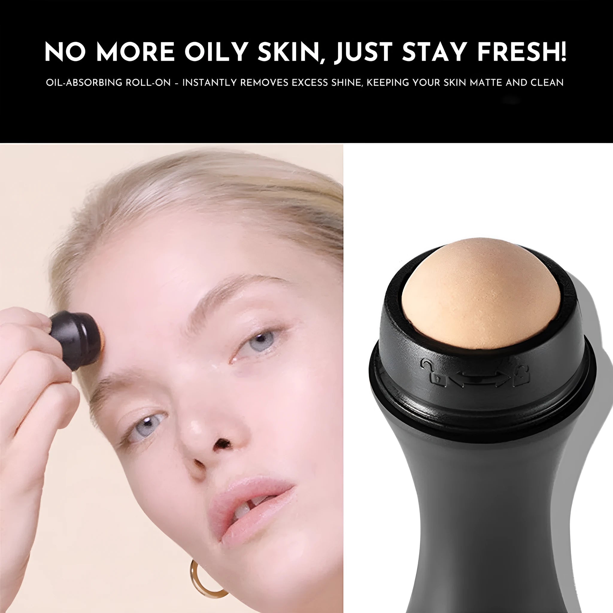 Volcanic stone portable oil absorbing facial roller in choice of colours on a white background.