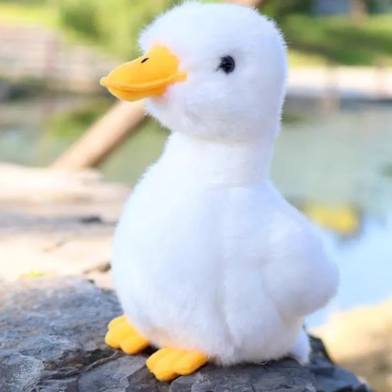Soft plush simulation yellow duck doll 17cm height with sound feature
