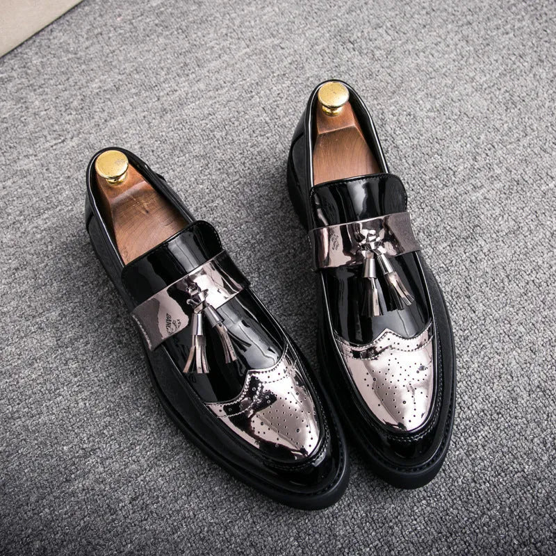 Men's British style casual shoes, microfiber upper, round toe, solid colour, sizes 37 to 45