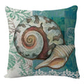 Square linen cushion cover with sea turtle printed design measuring 45x45cm