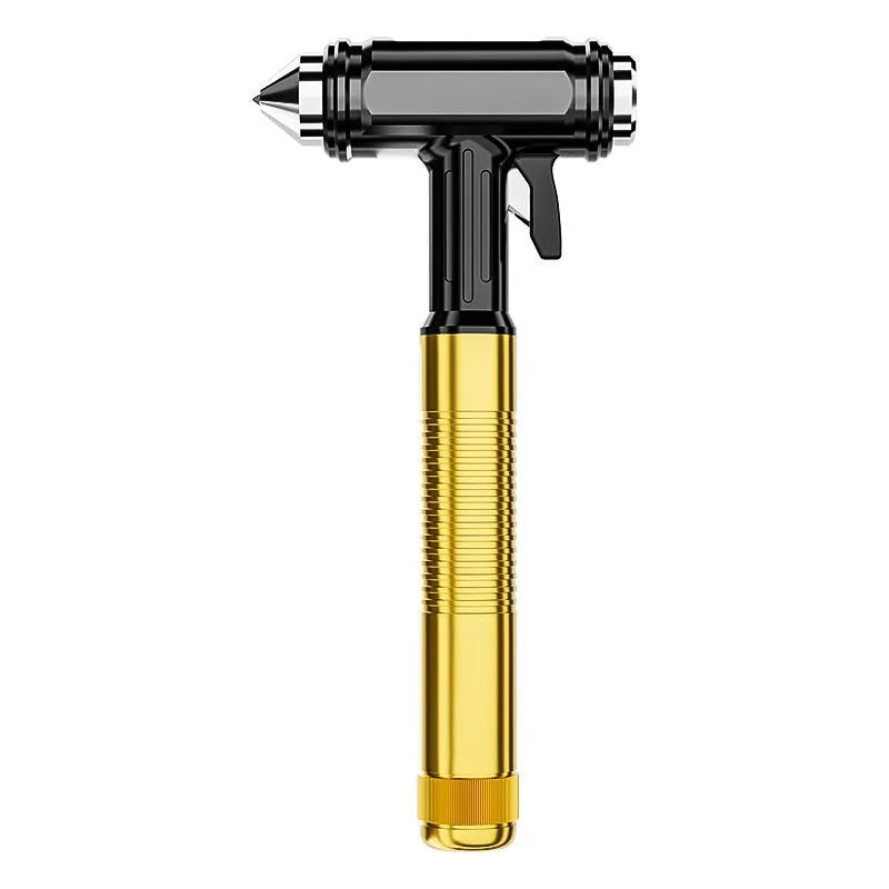 ST-7100 multi functional window breaker car safety hammer in compact 17×7.5cm size, 45# carbon steel, silver white finish