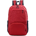 26-inch foldable Oxford cloth backpack shown in brick red colour, laying flat.