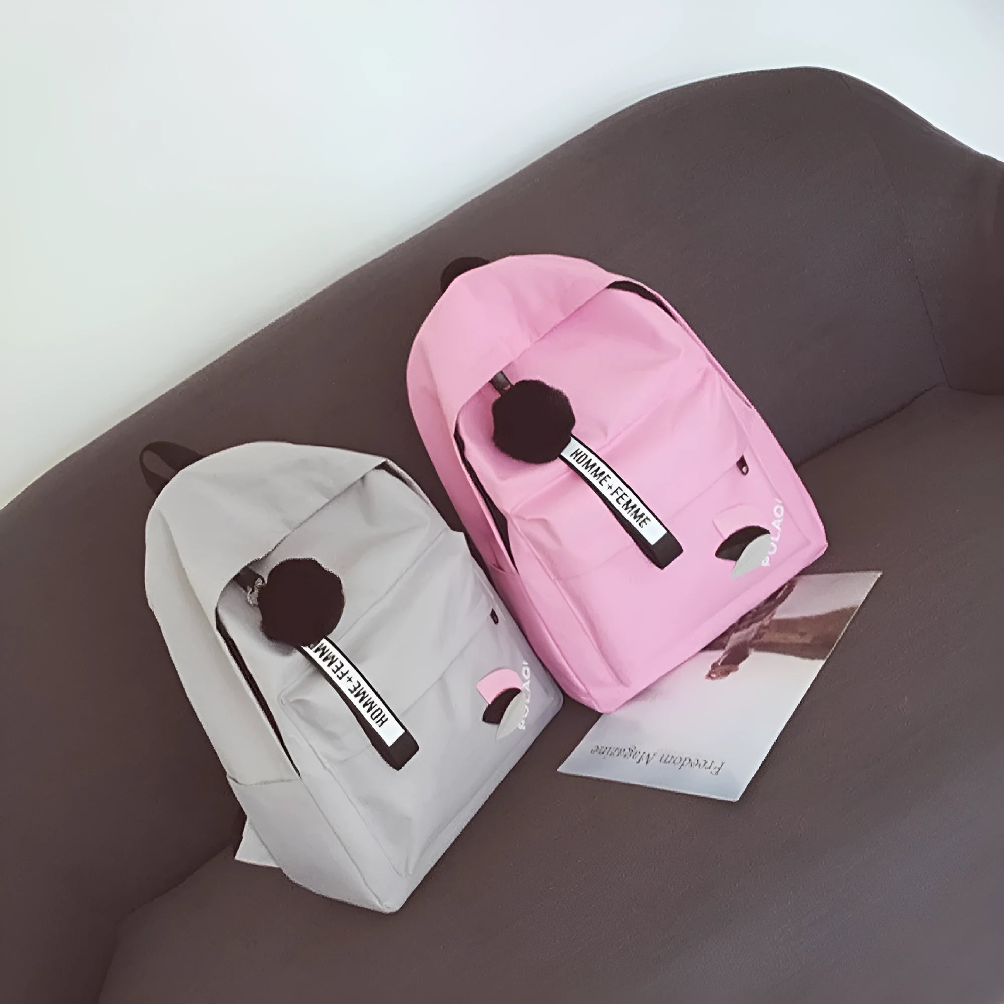 Green canvas college schoolbag with casual styling and anti-theft features