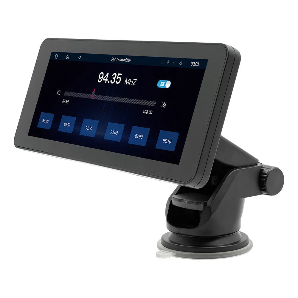 Portable wireless car video player with 6.86-inch IPS screen mounted in vehicle
