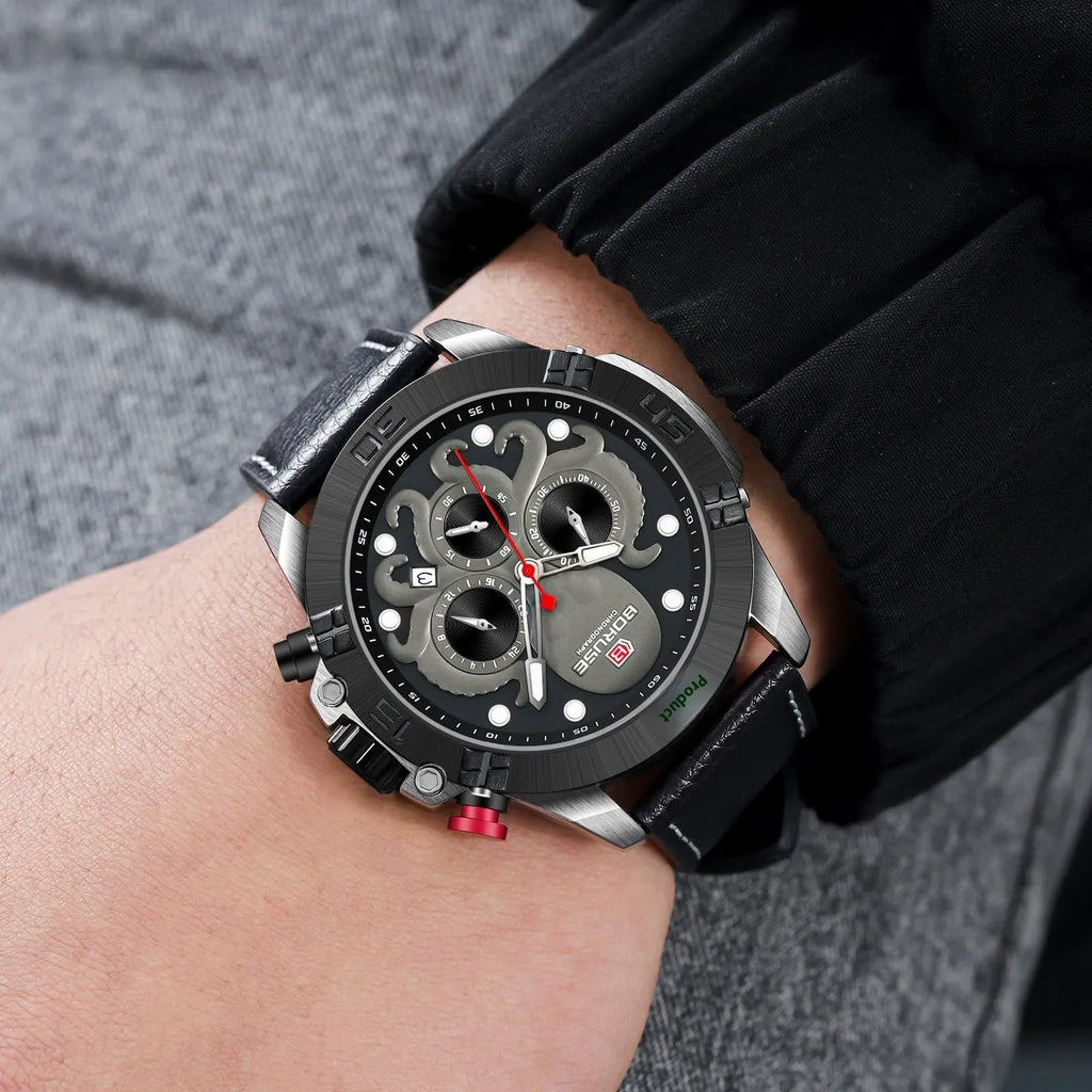 Men's octopus waterproof watch with luminous quartz movement and casual design