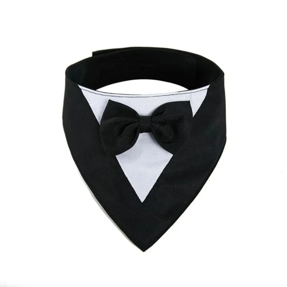 Pet triangle bib bow in eight colours attached to dog collar, with sizes XS 30cm to L 50cm