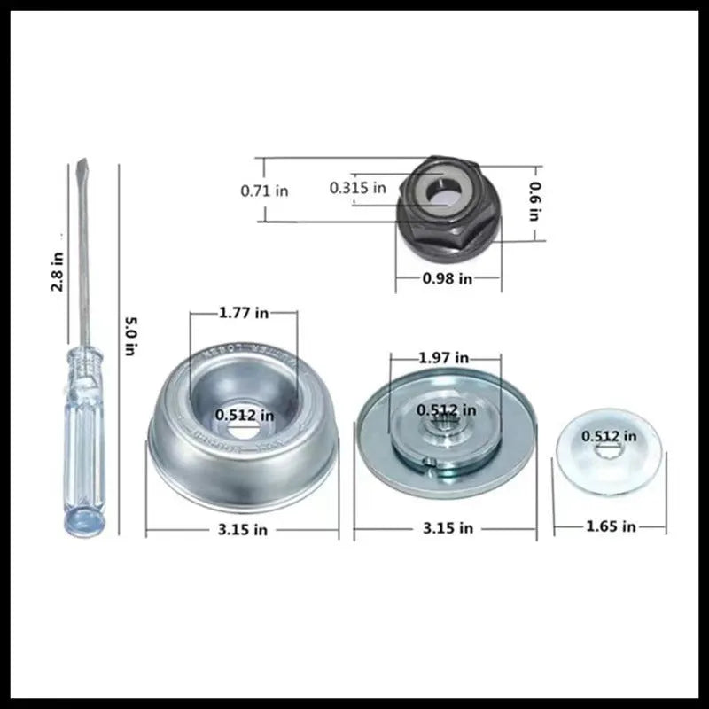 Brush cutter gear box working head set for two-stroke and four-stroke trimmers, universal and steele options, 3pc to 6pc sets