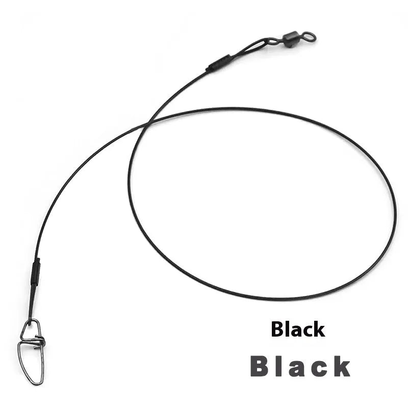 Ten green steel wire double buckle fishing pins laid out, each measuring 54 cm in length.