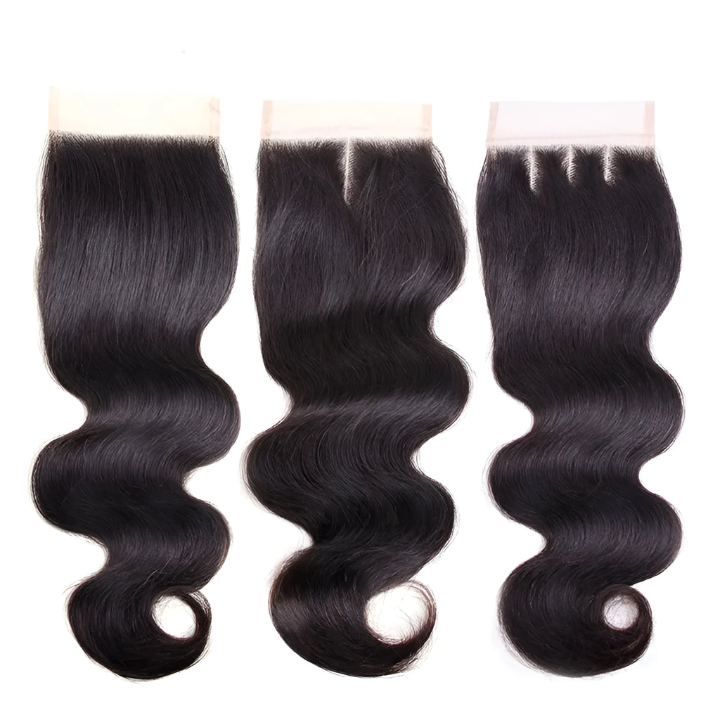 Real human hair body wave 4x4 lace closure in 16 inch free part style on mannequin head