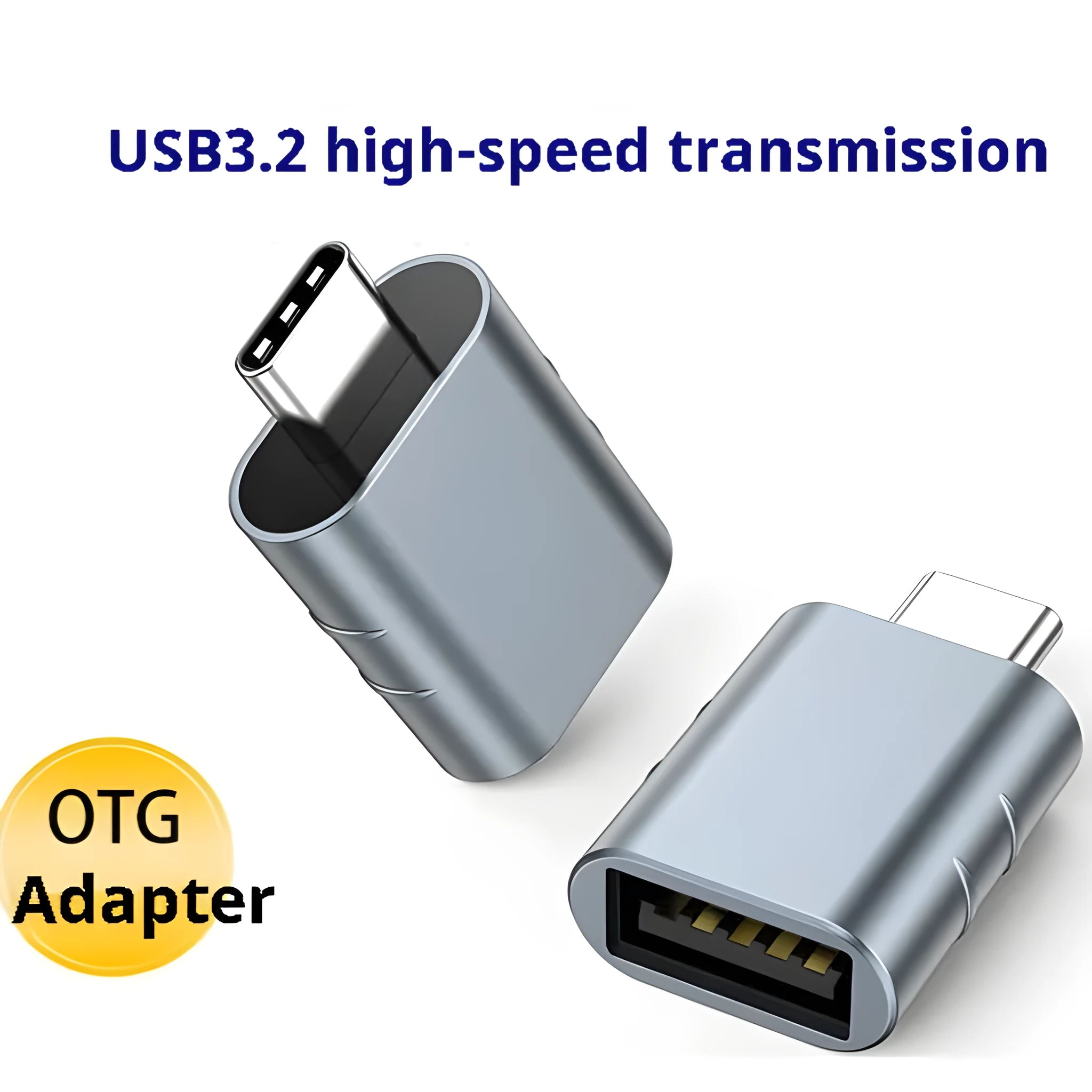 USB-C to USB-A adapter converter with metallic zinc alloy shell in various colour options