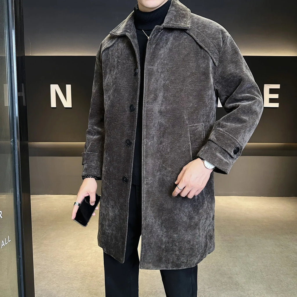 Long brown chenille cotton wool coat with thickened windproof jacket for winter