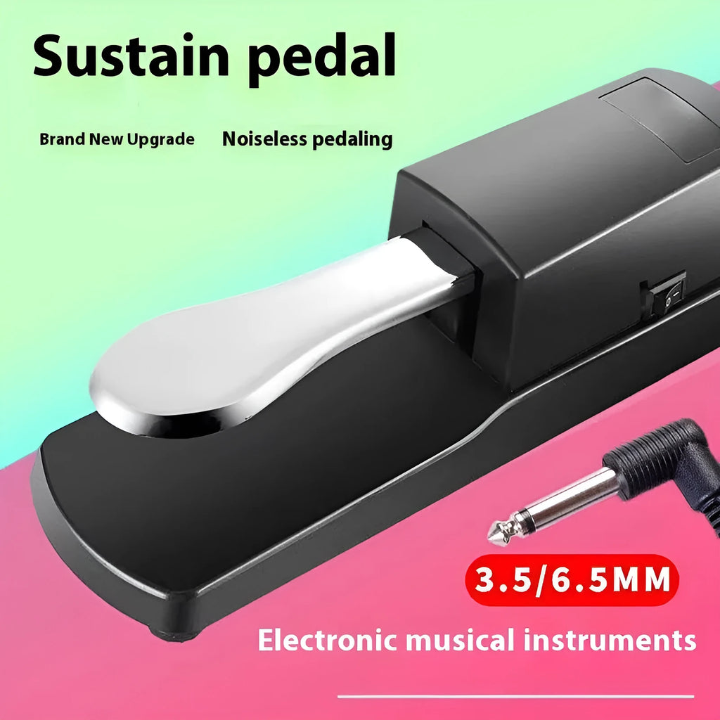 Universal MIDI keyboard sustain pedal with ABS plastic housing and anti-slip rubber base
