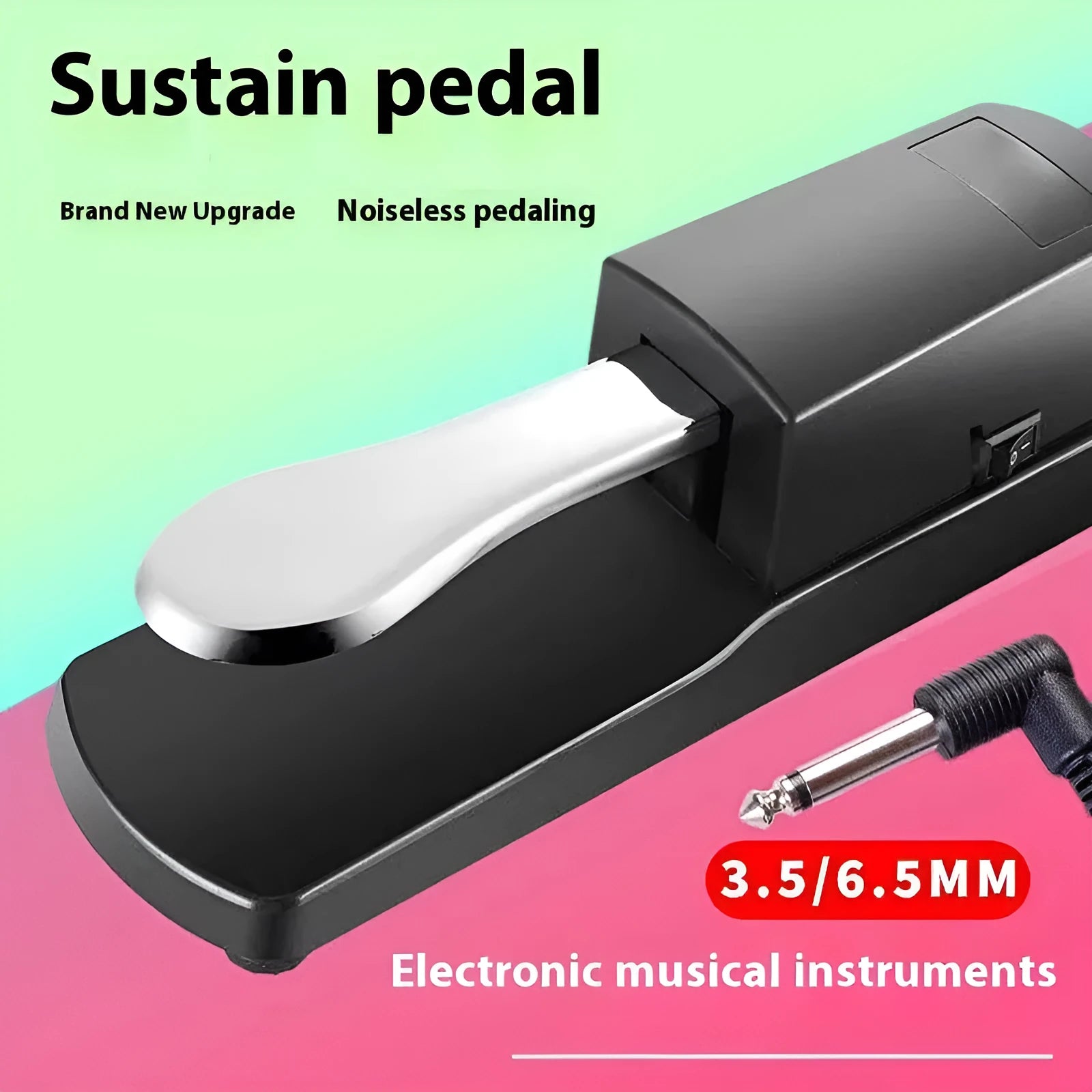 Universal MIDI keyboard sustain pedal with ABS plastic housing and anti-slip rubber base
