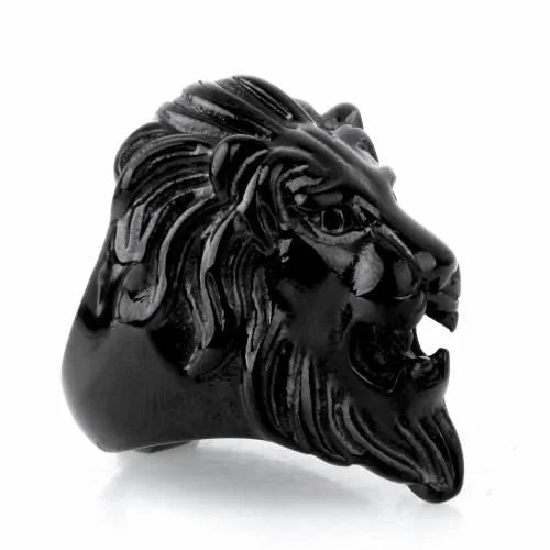 Personality punk lion head ring for men in gold and silver alloy geometric shape on finger