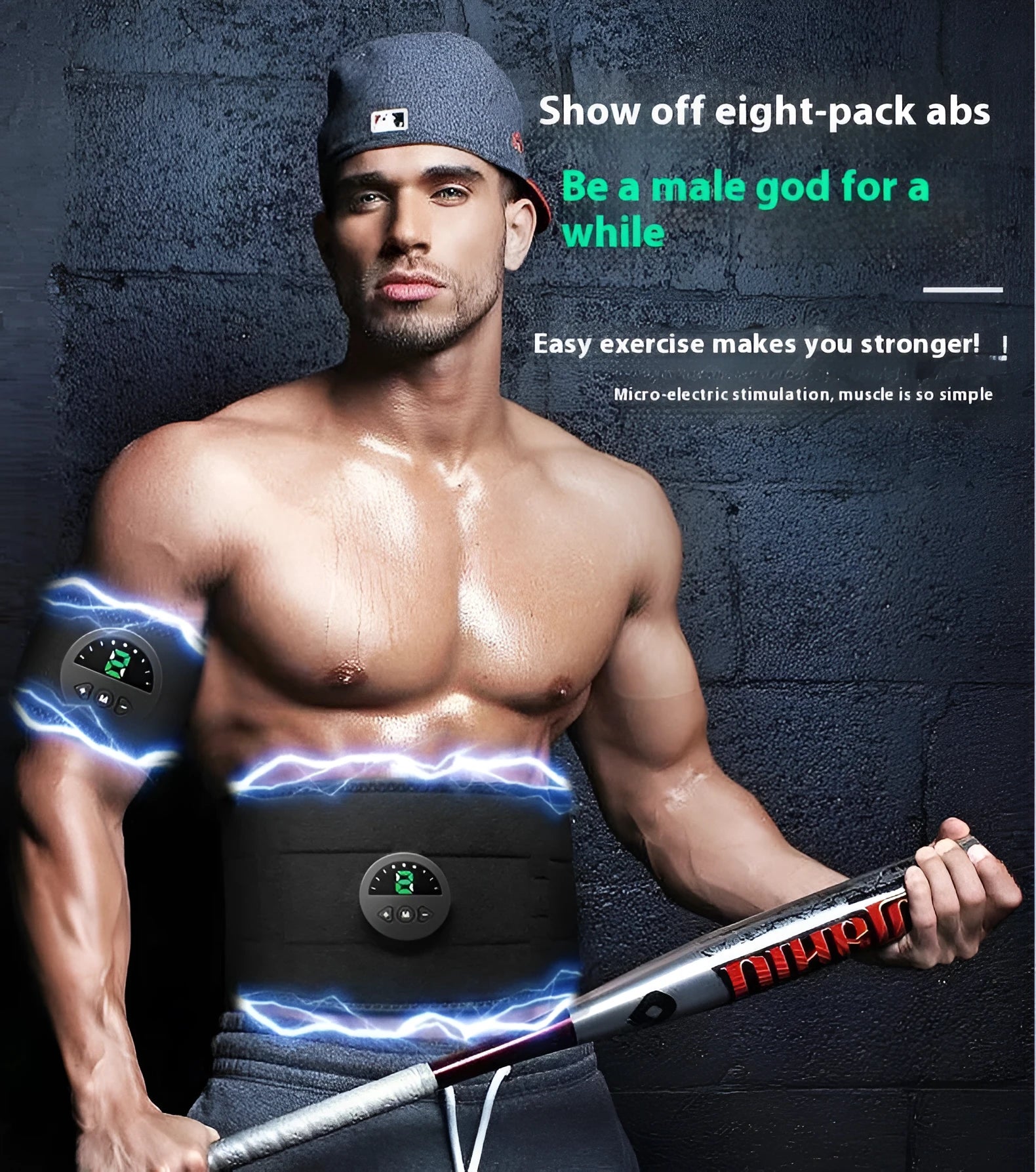 Fitness waist belt with LED display screen showing 120cm length for abdominal workouts