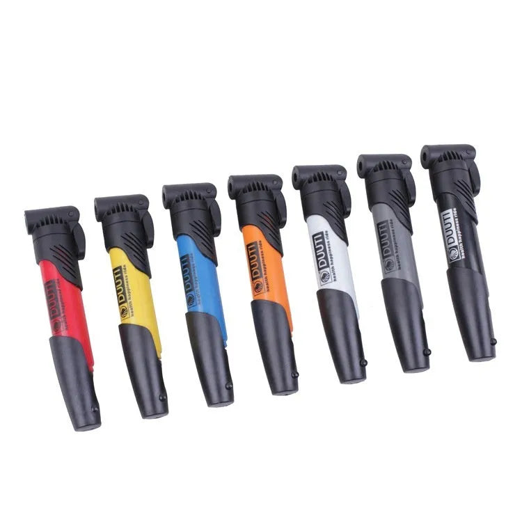 Bicycle mountain bike mini inflator in plastic with multiple colour options
