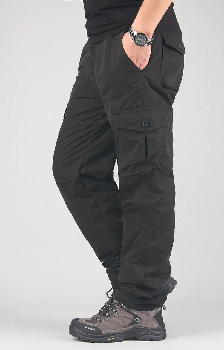 Men's cotton velvet thick loose-fit overalls with wool lining in Army Green colour.
