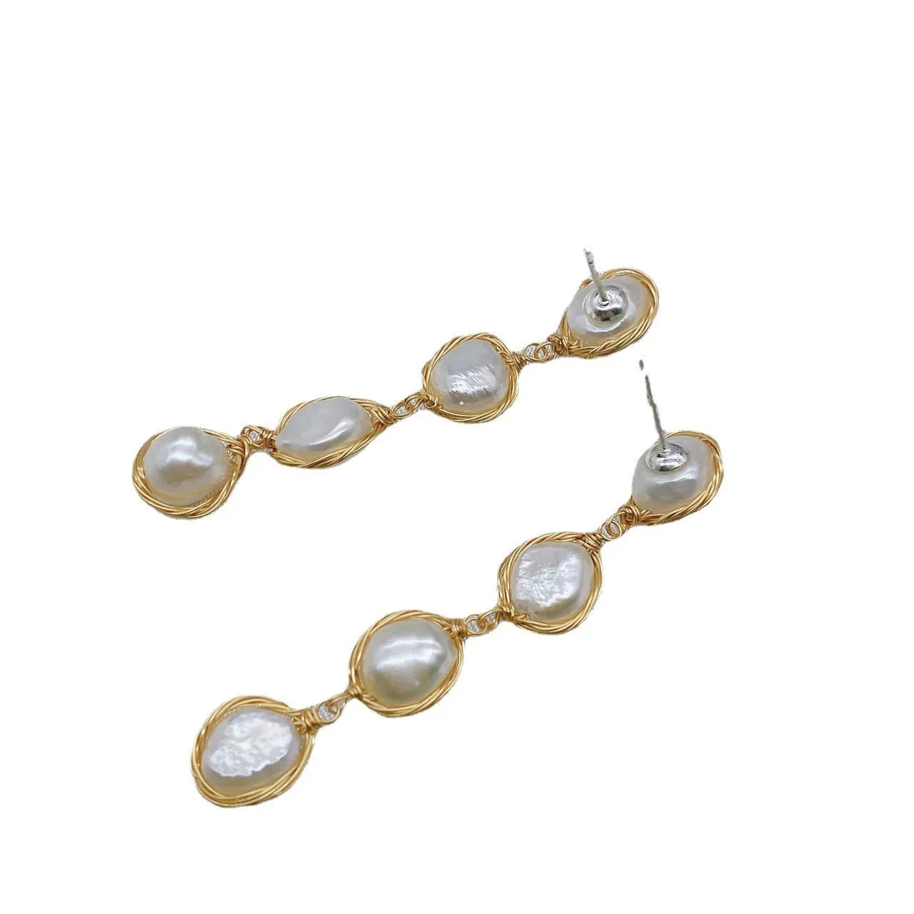 Natural real pearl drop earrings with handmade tassel in white colour for women simple design