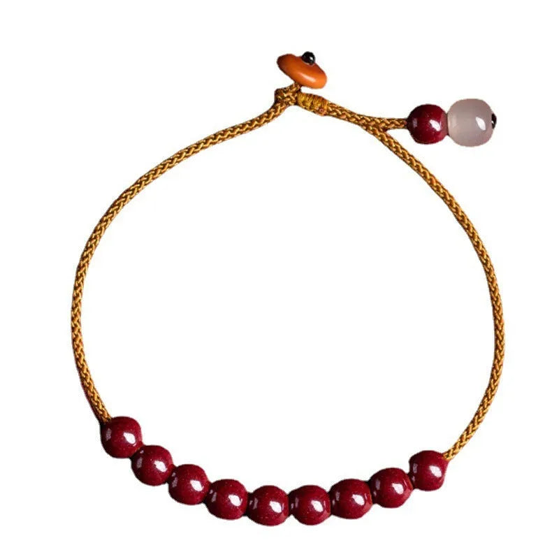 Hand-woven geometric bracelet made from authentic Hetian raw ore cinnabar