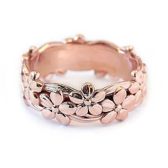 Women's Rose Gold Plum Ring Ornament Alloy Fashion OL Ring in White Gold and Rose Gold Colours Available in Sizes No.5 to No.11 for Everyday Wear