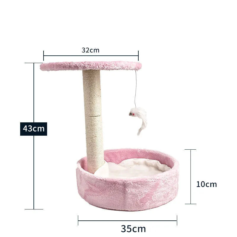 Solid wood cat climbing frame with integrated litter tree in grey colour option