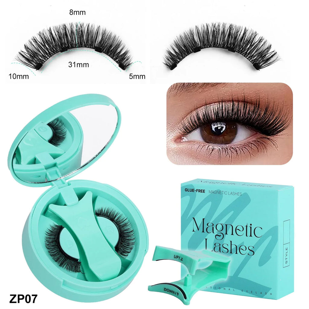 Magnetic false eyelashes suit with thick hard stem and high-grade fibre strands in eight styles