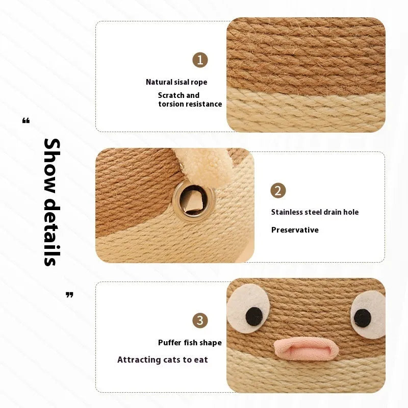 15cm cube pet puzzle feeder with sisal hemp construction and puffer leakage food mechanism
