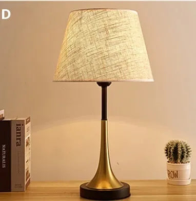 Retro-style alloy bedside lamp with dimmable LED lighting in American design