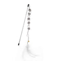 Cat teaser interactive toy rod with feather and bell attachments in multiple colour options