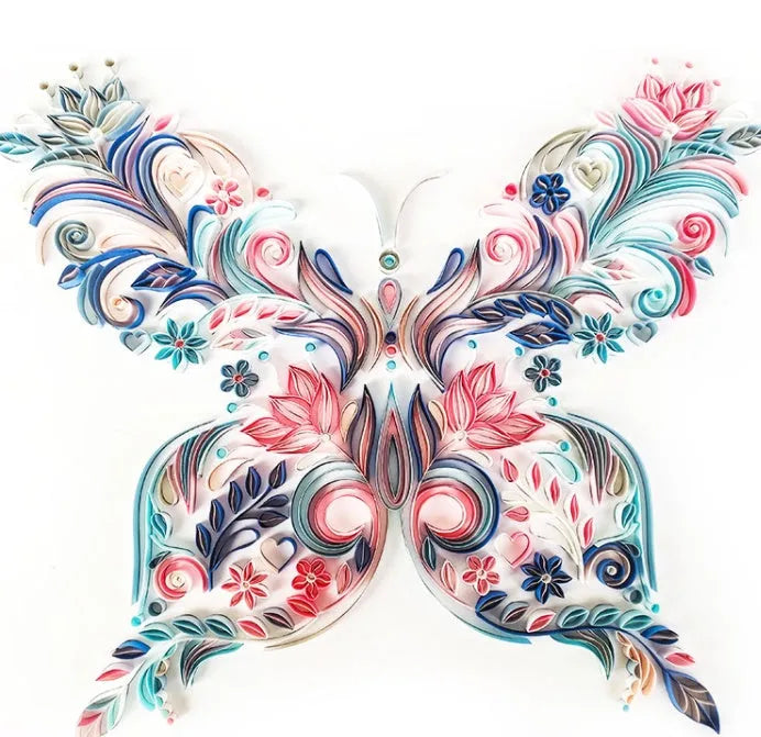 20 inch handmade butterfly quilling illustration material pack with craft paper and tool kit in blue