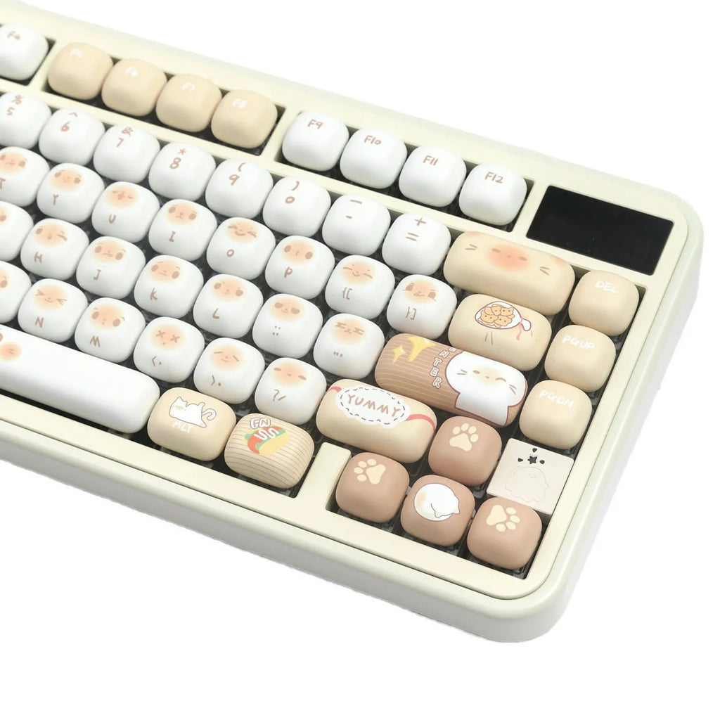 Steamed bread cat design mechanical keyboard keycap set with PBT construction and dye sublimation printing