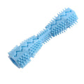 Blue TPR dog chew toy with hexagon shape and serrated surface for teeth cleaning