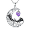 Retro gothic 925 silver bat pendant necklace on O-shaped chain, adjustable 51-60cm, silver colour