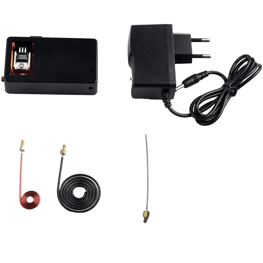 Compact black ABS electromagnetic pulse detector with 150MHz frequency and lithium battery, dimensions 85x50x21mm