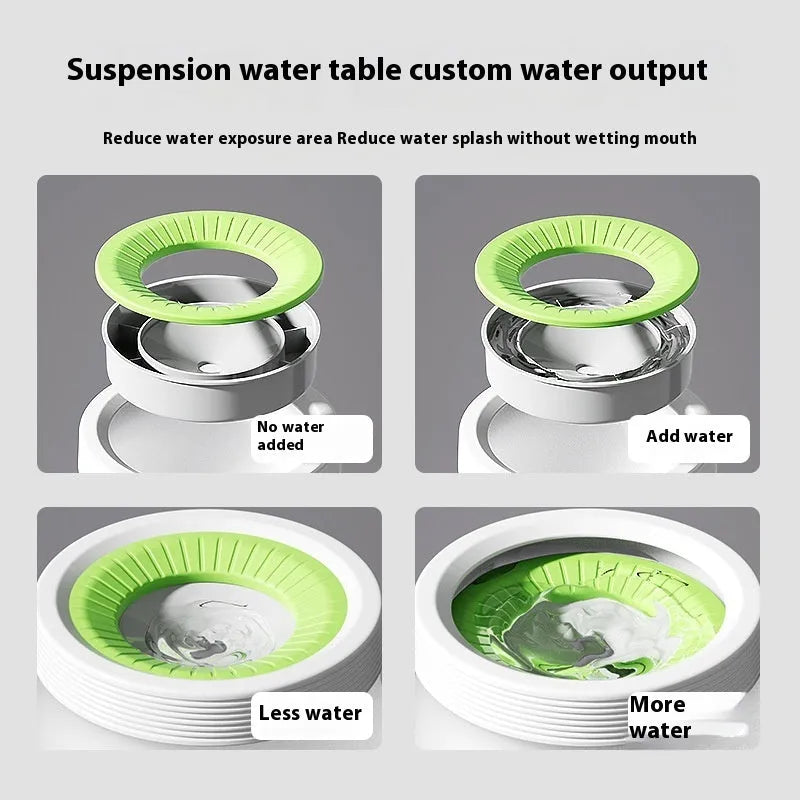 Green PP silicone suspension water bowl for dogs and cats with 600ml capacity