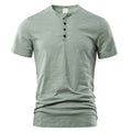 Men's solid colour slub cotton short sleeve pullover in British style casual design