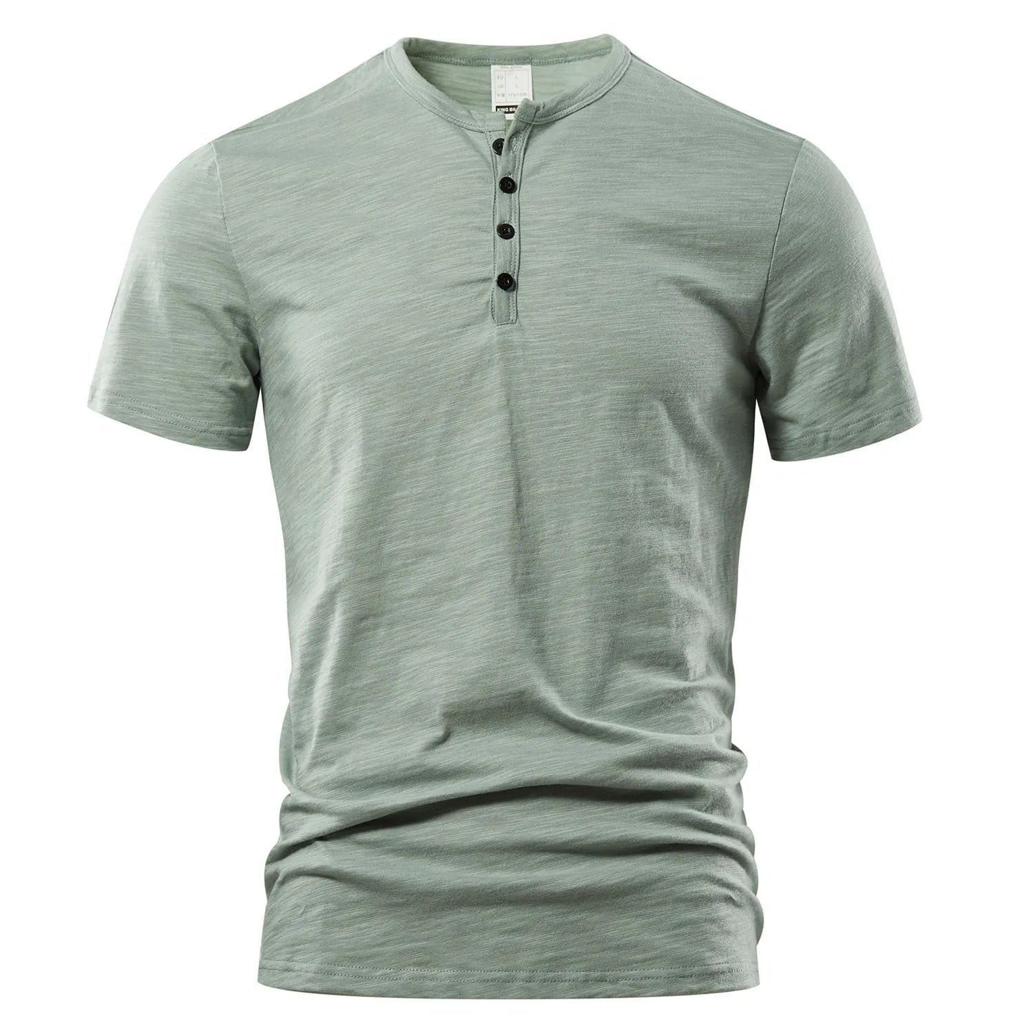 Men's solid colour slub cotton short sleeve pullover in British style casual design