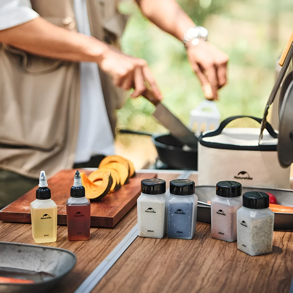 Naturehike six-piece PP plastic seasoning bottle set for outdoor cooking and travel meals