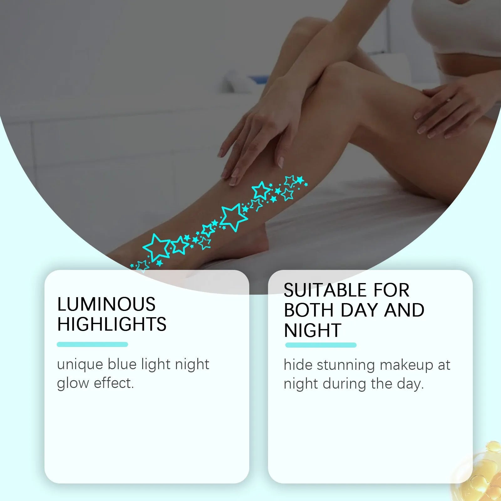 Pack of 2 luminous temporary tattoo stickers showing glowing body art designs