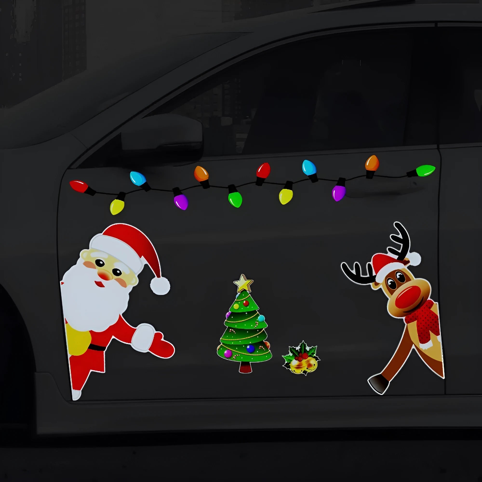 Medium Christmas elk reflective magnetic car decoration sticker in colour RFM025