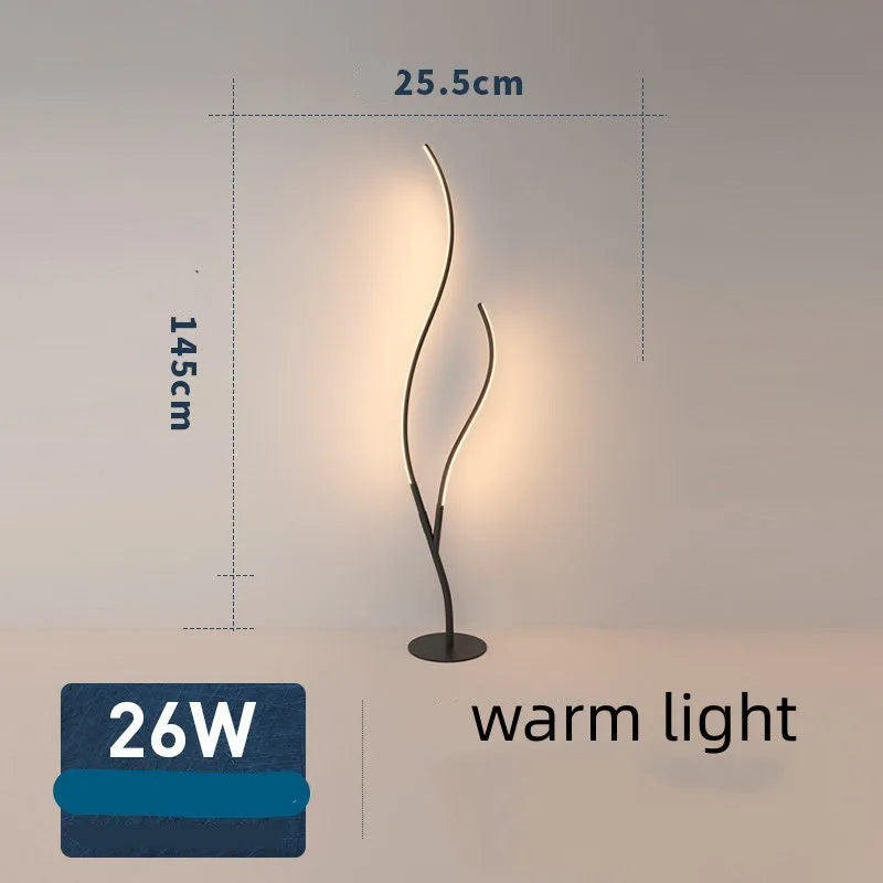Fashion Twig Artistic Line Floor Lamp with LED light silicone shade aluminium alloy body stepless dimming black finish