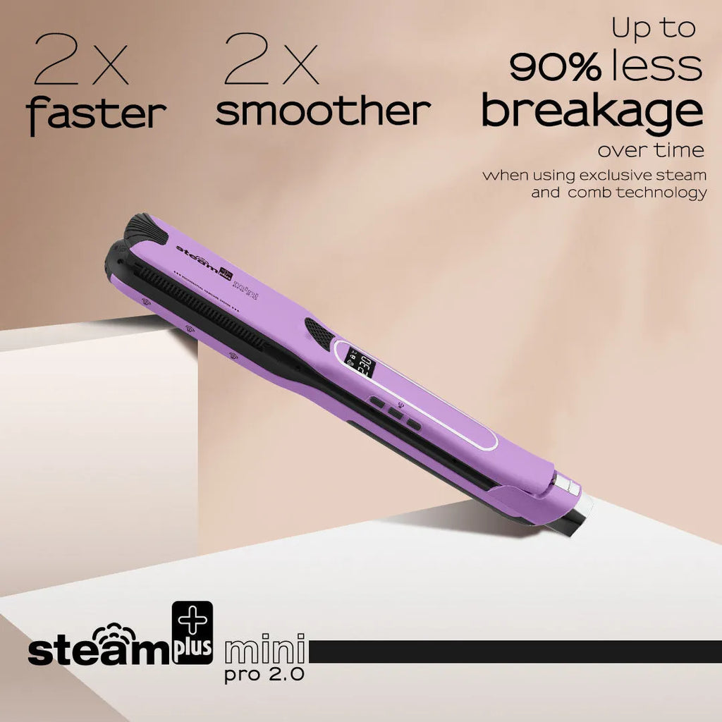 Mini steam splint spray hair straightener in champagne colour with curling function