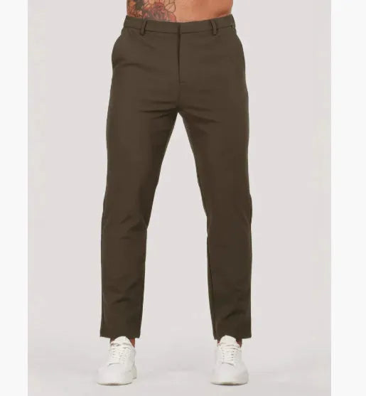 Men's solid colour casual suit trousers in polyester fibre blend, available in five colours and sizes S to 3XL