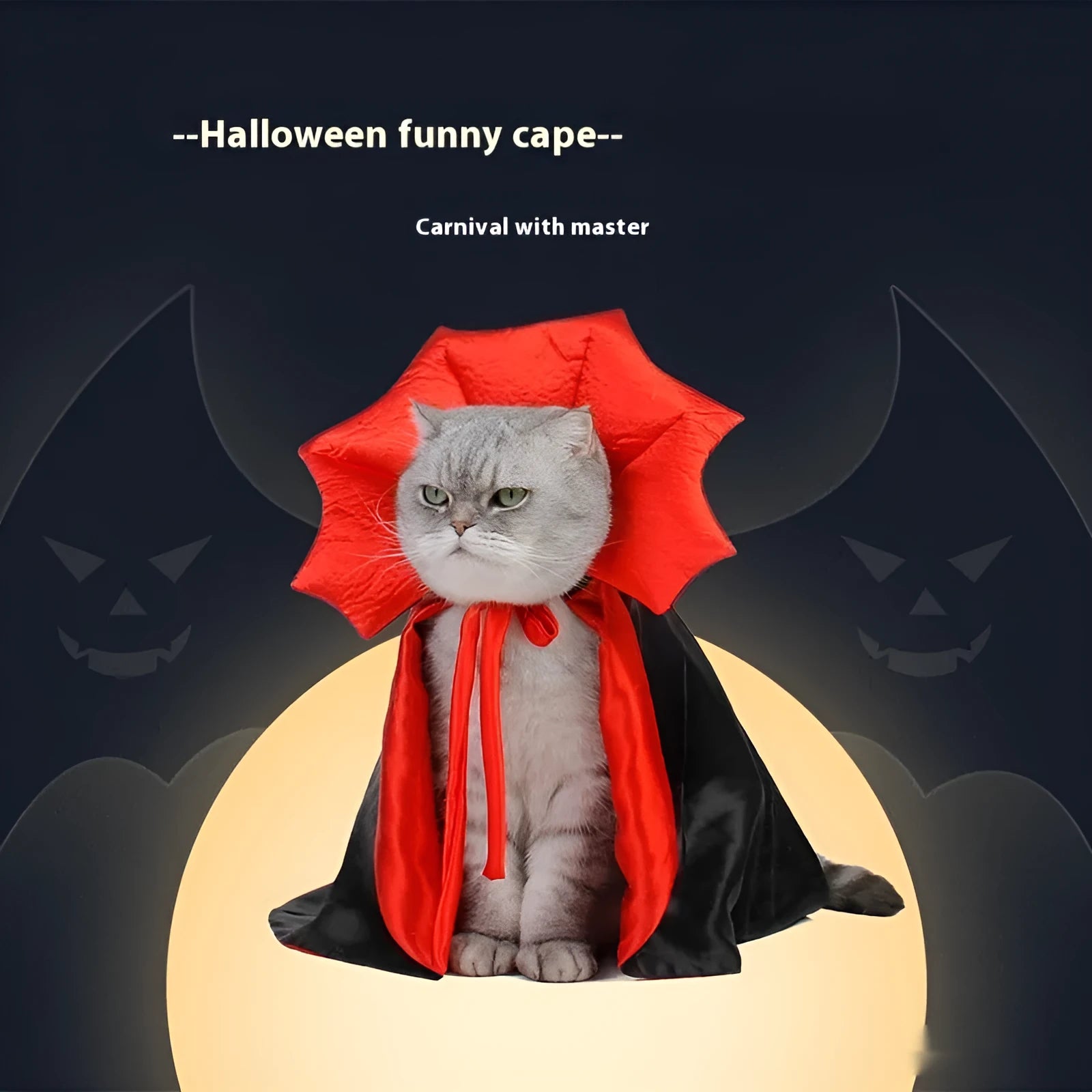 Black and red Halloween costume for dogs and cats with polyester construction