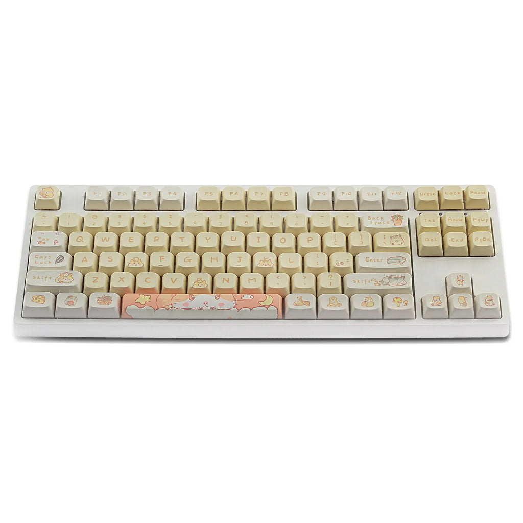 Custard dessert themed XDA profile plastic keycaps for mechanical keyboards.