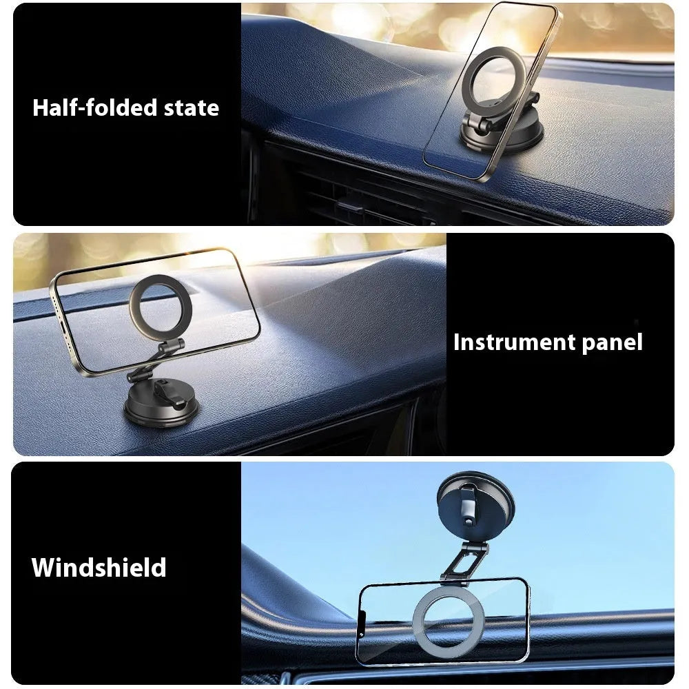 H154 black car magnetic phone holder with suction cup mount for windscreen or dashboard