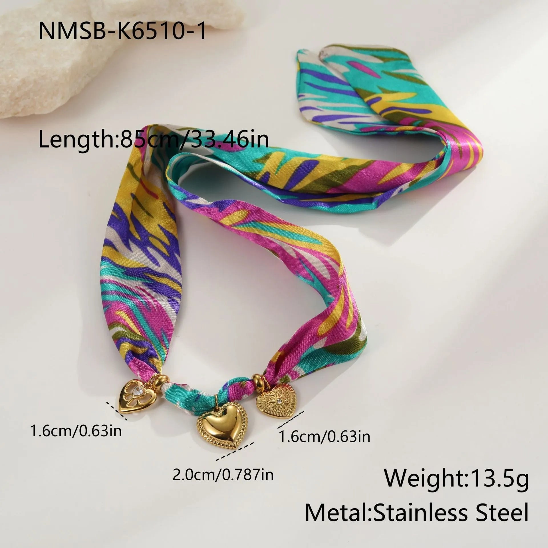 Geometric pendant chain necklace or bracelet with 18K gold electroplated finish on stainless steel