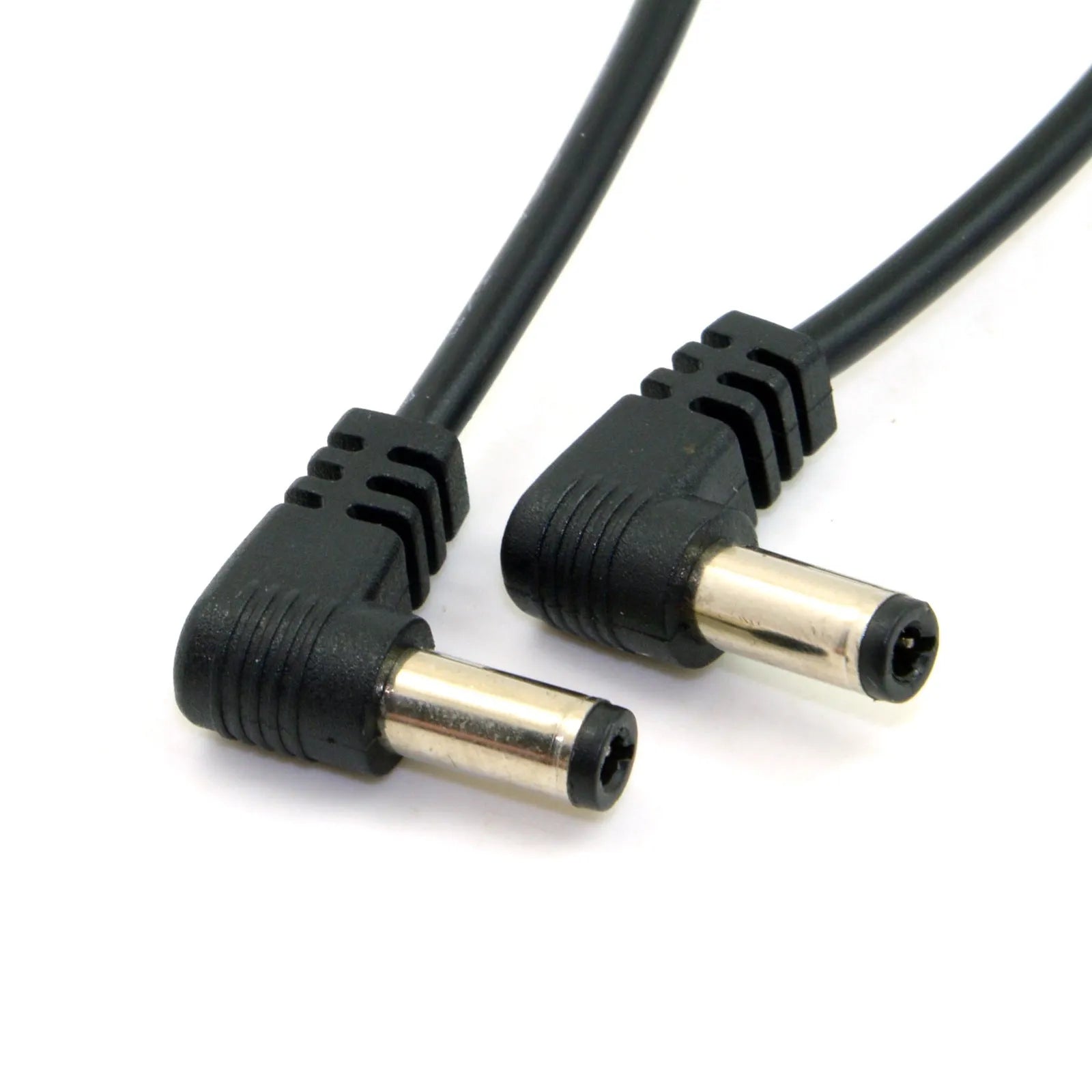 Black 90-degree double bend DC power extension cable 60cm long with copper wire and tuning fork port
